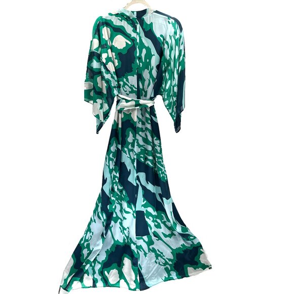 DHELA London Silk Kimono Kaftan Maxi Dress Boho Size 8 - Picture 2 of 6